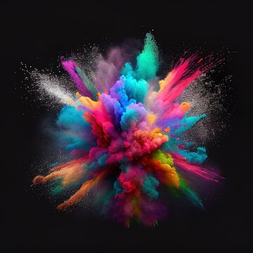 explosions color powder dust paints colorful clouds or explosions, ink splashes, decorative items background Generative AI © onedayiwillWIN