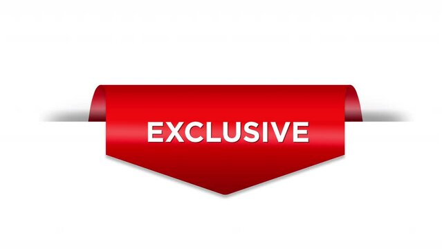Exclusive Tag Animated for Marketing,Red Exclusive Tag Animated for Motion  Graphics,4K, isolated on White Background