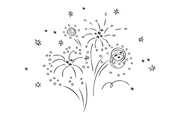 Fireworks. Set of sun rays, explosion effects, doodles on a white isolated background. Sketch. vector