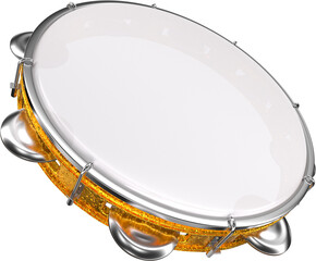 Realistic tambourine supported on base - obrazy, fototapety, plakaty