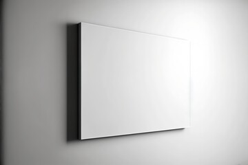 An empty wall art mockup on a white, empty wall, side view, generative ai