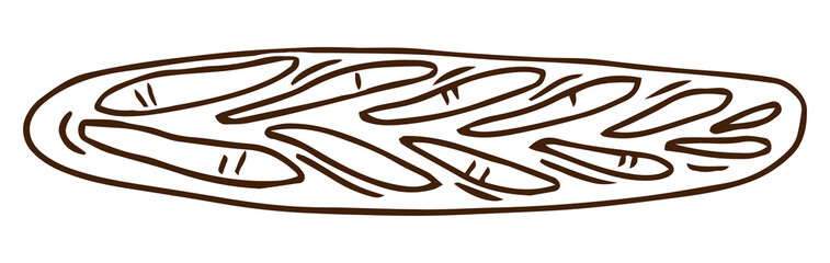 Vector hand drawn doodle sketch baguette bread isolated on white background