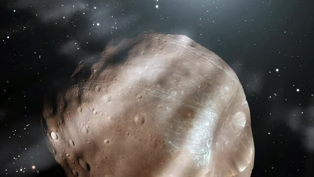 A View of Phobos, One of the Moons of Mars. Elements of this Video furnished by NASA. 4K Resolution.