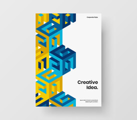 Multicolored geometric tiles handbill illustration. Modern book cover design vector layout.