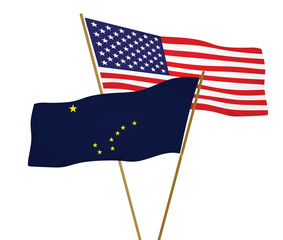 USA and Alaska flags. vector