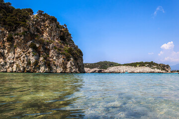 Relaxing summer day in Voidokilia Beach, Greece