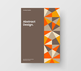 Unique mosaic pattern presentation template. Minimalistic journal cover design vector illustration.