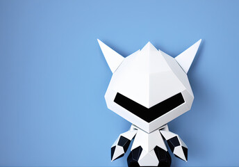 Naklejka na ściany i meble cute white warrior robot illustration. Generative AI
