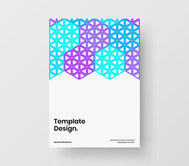 Trendy postcard A4 vector design illustration. Multicolored mosaic shapes corporate cover template.