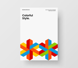 Clean mosaic shapes company brochure illustration. Minimalistic corporate cover A4 vector design concept.