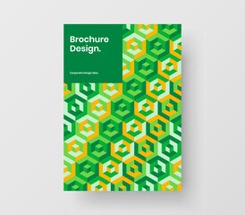 Amazing geometric tiles corporate brochure illustration. Isolated company cover vector design layout.