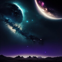 Fototapeta na wymiar art illustration of the night sky . Generative AI