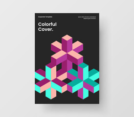 Unique geometric hexagons flyer layout. Fresh company identity A4 vector design illustration.