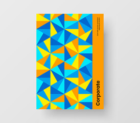 Trendy journal cover design vector concept. Vivid mosaic pattern banner layout.