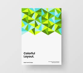 Creative postcard A4 vector design template. Original geometric hexagons company cover layout.