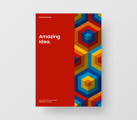 Unique mosaic shapes magazine cover layout. Amazing company identity A4 vector design template.