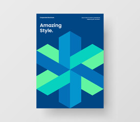 Isolated geometric tiles flyer layout. Vivid pamphlet A4 vector design template.