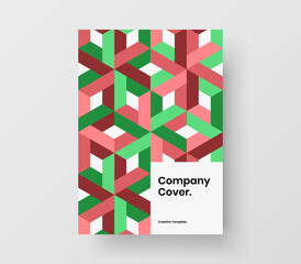 Simple cover A4 vector design concept. Unique mosaic tiles corporate brochure layout.