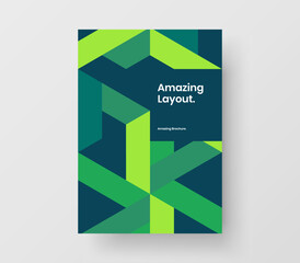 Premium geometric hexagons pamphlet concept. Simple annual report A4 design vector template.