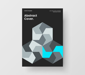 Fototapeta premium Bright geometric pattern company brochure illustration. Isolated booklet vector design template.