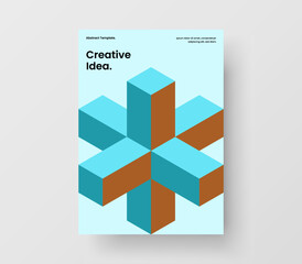 Trendy magazine cover design vector template. Vivid geometric hexagons annual report layout.