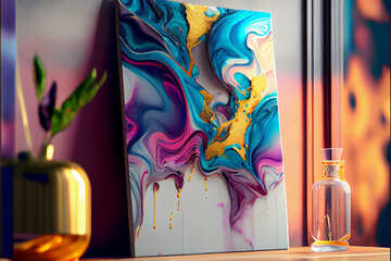 Colorful Abstract background, exquisite marble ink art, home decoration