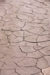 Dry soil surface with deep cracks textured background. Global warming