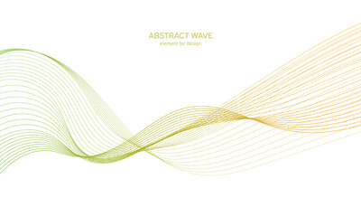 Abstract colorfull wave element for design. Digital frequency track equalizer. Stylized line art background.Vector illustration.Wave with lines created using blend tool.Curved wavy line, smooth stripe