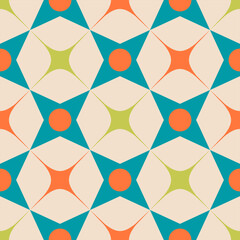 50s Mid Century Modern Seamless colorful Pattern. Retro vintage abstract geometric background
