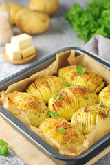 Hasselback potatoes - typical Swedish cuisine