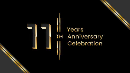 11th Anniversary. Anniversary template design with golden text for anniversary celebration event. Vector Templates Illustration