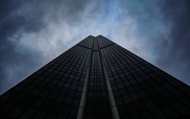 Obraz na płótnie Canvas Building skyscraper with geometry perspective sky view, background modern architecture