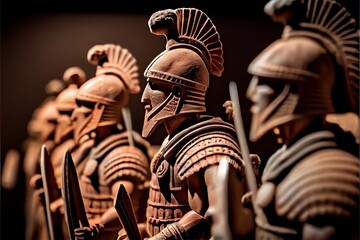 Fototapeta na wymiar The Roman ancient army is preparing for battle. A formation of Roman ancient soldiers. Generative AI Art.