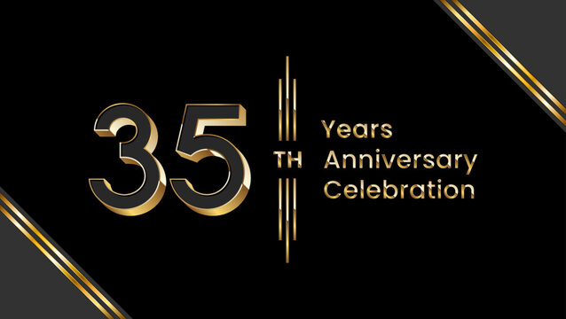 35th Anniversary. Anniversary template design with golden text for anniversary celebration event. Vector Templates Illustration