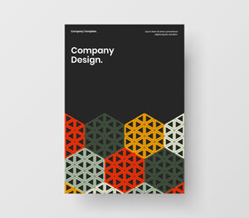Trendy leaflet A4 design vector layout. Creative geometric shapes corporate brochure illustration.