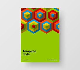 Premium geometric tiles booklet layout. Isolated pamphlet vector design template.