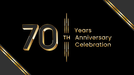 70th Anniversary. Anniversary template design with golden text for anniversary celebration event. Vector Templates Illustration