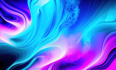 Obraz premium Abstract blue purple neon wavy background . Generative AI