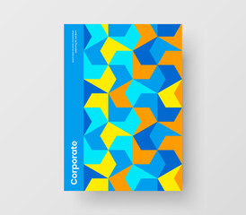 Fototapeta premium Colorful geometric shapes leaflet layout. Isolated cover A4 design vector template.