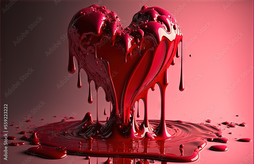 Poster a heart shaped cake with dripping chocolate on a pink background with a pink border around it and a 