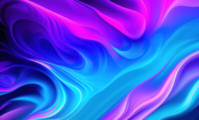 Obraz premium Abstract blue purple neon wavy background . Generative AI
