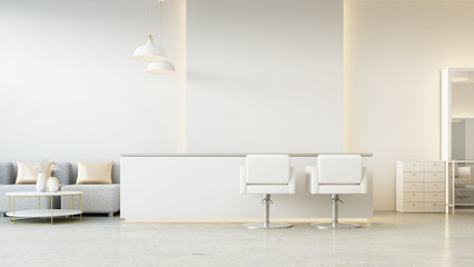 modern salon reception desk and wating area interior - 3D rendering - 559223273