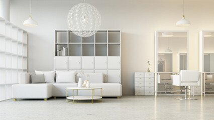 modern salon reception desk and wating area interior - 3D rendering - 559223276