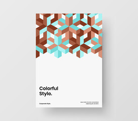 Simple geometric hexagons flyer illustration. Minimalistic presentation design vector concept.