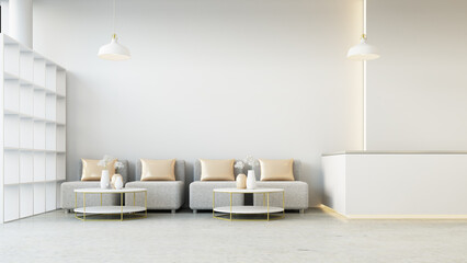 modern salon reception desk and wating area interior - 3D rendering - 559223292