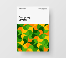 Creative geometric tiles catalog cover layout. Amazing booklet vector design concept.