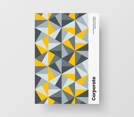 Multicolored geometric hexagons poster concept. Simple company identity vector design template.