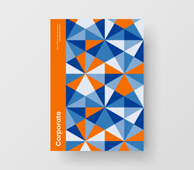 Trendy booklet A4 vector design template. Creative mosaic pattern catalog cover layout.