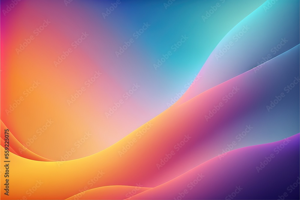 Poster a colorful background with a curved curve in the middle of it and a blue, yellow, pink, and orange b