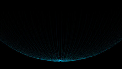 Global connections of particles in the technological sphere. Sphere of digital connections. Abstract detail technology in a networked world. 3d rendering.